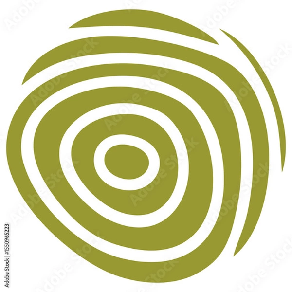 Fototapeta Olive Green Fingerprint Spiral in Circular Abstract Minimalist Vector Style