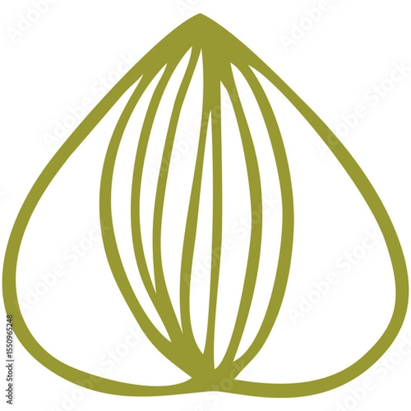 Obraz Olive Green Teardrop Shape with Inner Line Pattern in Flat Vector Style