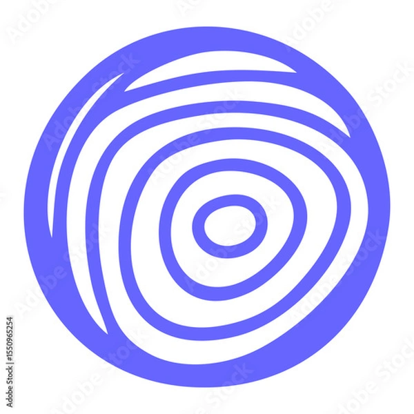 Fototapeta Blue Abstract Circular Spiral Pattern in Handdrawn Minimalist Vector Style