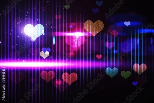 Obraz Digitally generated cool nightlife design with hearts