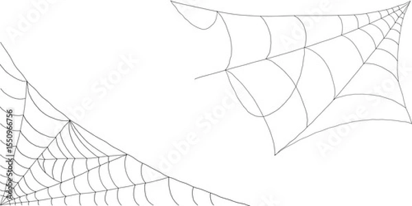 Fototapeta Corner cobweb silhouette elements spooky spider web vector collection for horror design