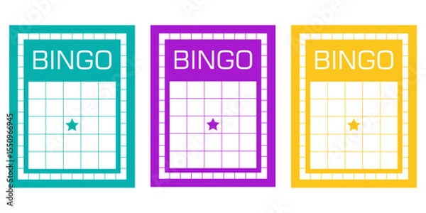 Fototapeta Empty gambling card set for bingo and lotto games. Blank betting ticket templates without numbers. Keno game sheets for casino illustrations, lucky draw themes and entertainment visuals.
