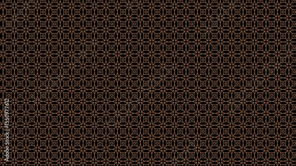 Fototapeta Geometric pattern with circles and squares on a dark background in a repeating design style