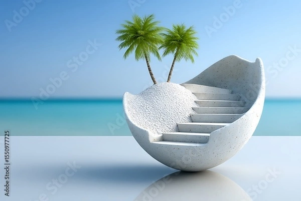 Obraz Floating island with stairs