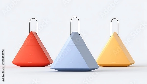 Obraz Three triangular speakers in pastel colors