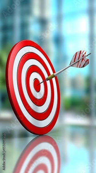 Obraz Dart hitting bullseye on target