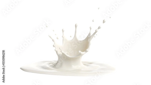 Fototapeta A splash of milk or yogurt isolated on a white background, rendered in 3D. Don't forget to include the clipping path. on white background
