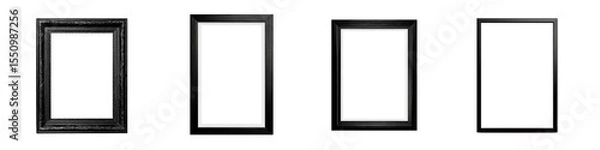 Fototapeta Set of White Photo Frames Isolated for Wall Mockups on transparent background