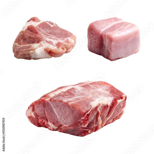 Obraz Raw pork cuts, three different shapes