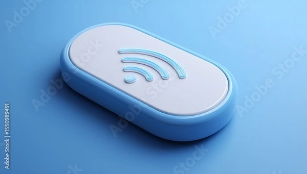Fototapeta Compact Wi-Fi extender, 3D model placed against a simple, clear background