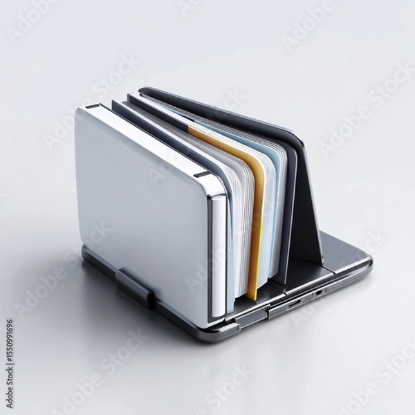Fototapeta 3D portable foldable laptop with cutting-edge technology for easy storage and mobility.