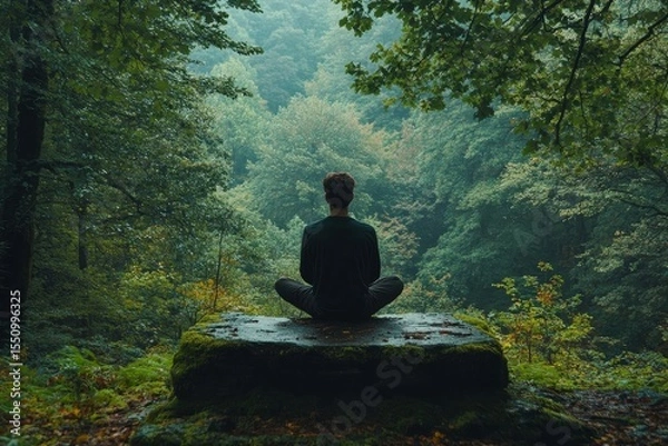 Fototapeta Man talking with a mentor psychologist in a therapy session for anxiety, reflecting on mental health and self-improvement., Generative AI