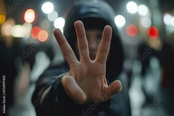 Fototapeta Person showing hand sign to reject a cigarette, motivating others to quit smoking and adopt healthier habits., Generative AI