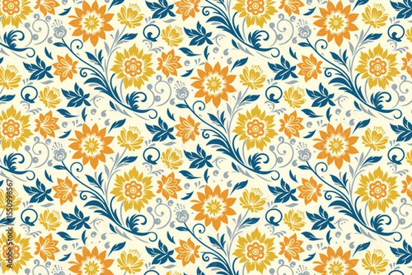 Obraz decorative floral print with minimalist rose outlines and seamless repetition for bedsheet covers and home furnishing textiles

