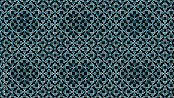 Fototapeta Repeating geometric pattern with squares and diamonds in teal and black colors forming a tileable design