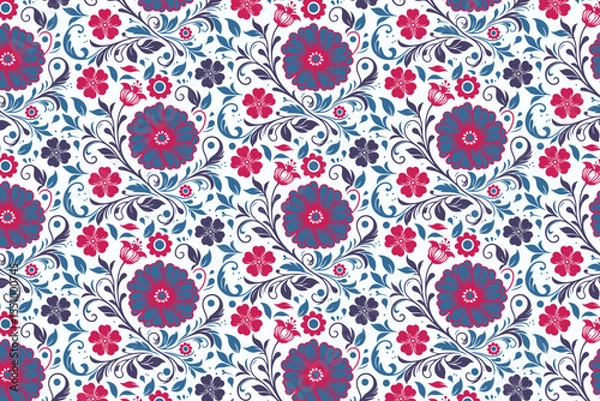 Obraz seamless floral pattern with elegant hand drawn line art featuring abstract flower sketches for fabric and home textile design

