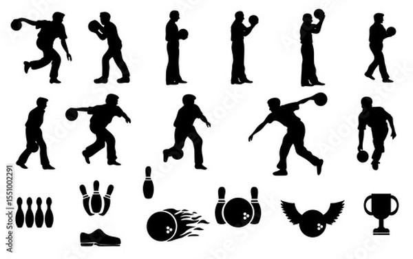 Obraz bowling sport action pose silhouette element