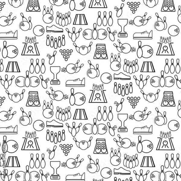 Obraz Bowling sport icon element seamless pattern background