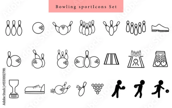 Obraz Bowling sport icon set element design