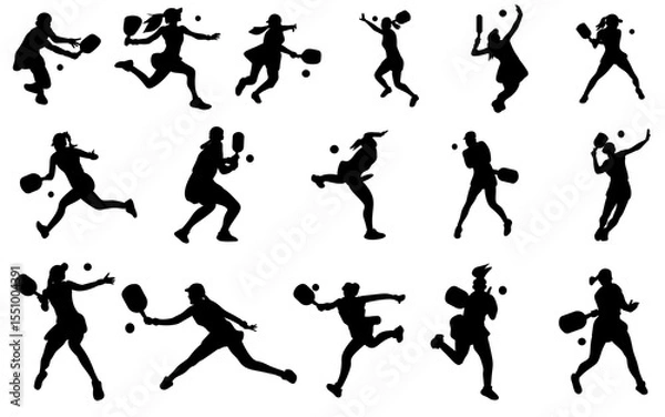 Obraz pickle ball player set silhouette bundle