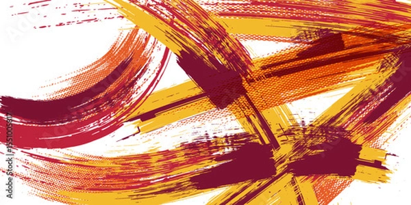 Fototapeta Abstract grunge background with orange and white brush strokes, halftone dots, and scratch textures. Perfect for sports design, posters, banners, and dynamic urban themes.