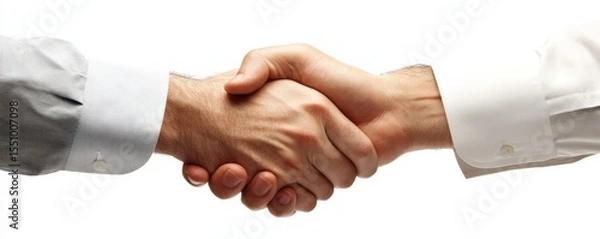 Fototapeta Two businessmen shaking hands after completing a contract negotiation, symbolizing the successful finalization of a business deal., Generative AI