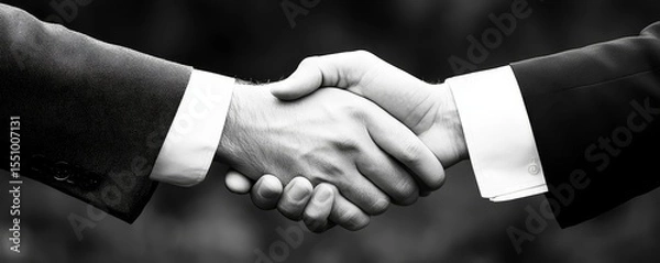 Fototapeta Two businessmen shaking hands after completing a contract negotiation, symbolizing the successful finalization of a business deal., Generative AI