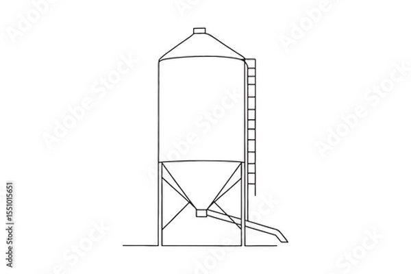Fototapeta Feed Storage Silo continuous one line drawing minimalism design