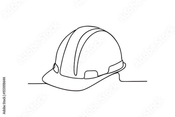 Fototapeta Construction Helmet continuous one line drawing minimalism design