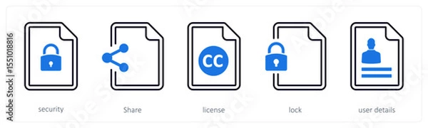Obraz A set of 5 mix icons as security, share, license
