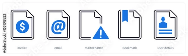 Obraz A set of 5 mix icons as invoice, email, maintenanc