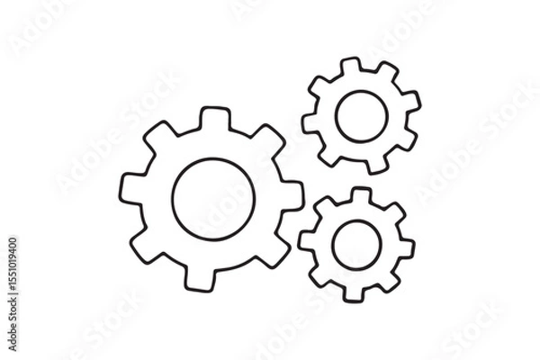 Fototapeta Gear Wheels continuous one line drawing minimalism design