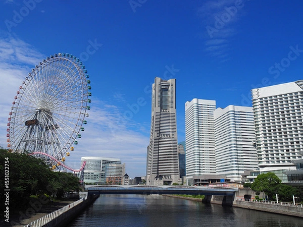 Obraz 横浜　女神橋からのみなとみらいの風景