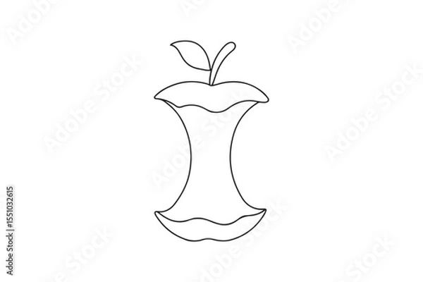 Fototapeta Apple Core continuous one line drawing minimalism design
