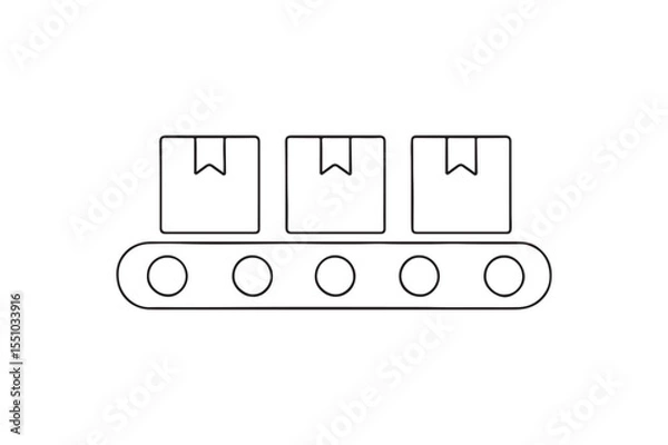 Fototapeta Production Line with Boxes continuous one line drawing minimalism design
