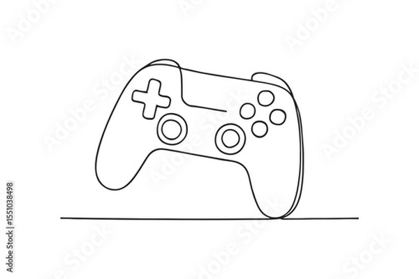 Fototapeta Game Controller continuous one line drawing minimalism design
