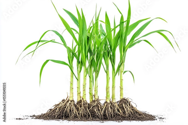 Obraz Sugarcane Field Illustration on Transparent Background, AI Generated Agriculture Scene

