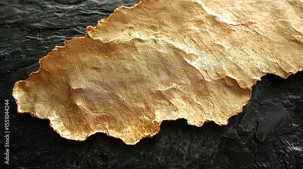 Fototapeta Abstract Gold Texture Luxury Metallic Art Golden Irregular Shape on Black Background Elegant Design
