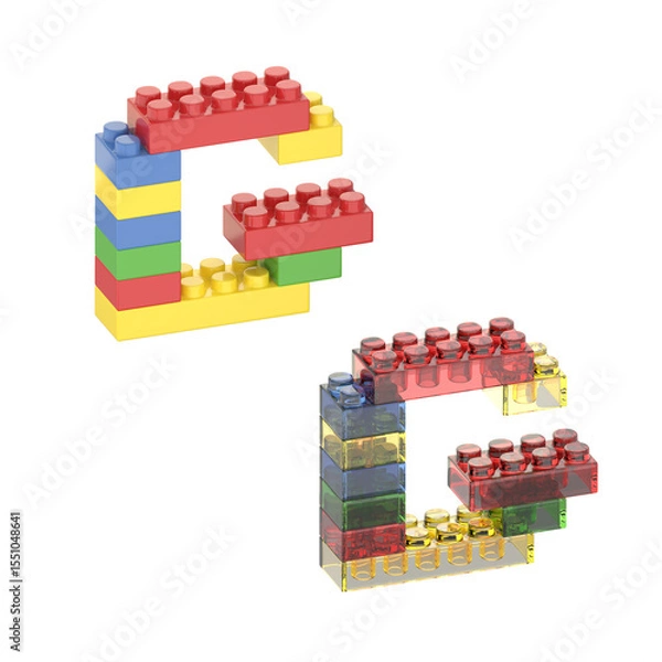 Fototapeta 3d render of colorful bricks letter G