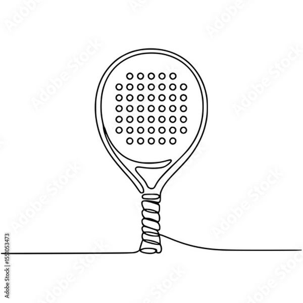 Fototapeta Single continuous line art illustration of a padel racket