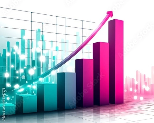 Fototapeta Growing bar graph, upward trend