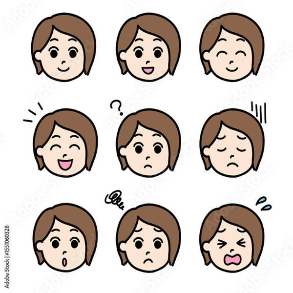 Obraz 女性の表情いろいろ喜怒哀楽