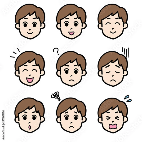 Obraz 男性表情いろいろ喜怒哀楽