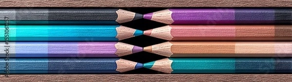 Fototapeta Array of colored pencils