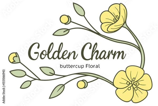 Obraz Golden Charm: Buttercup Floral Logo