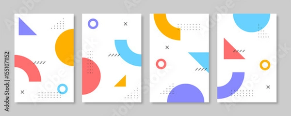 Obraz Collection of memphis style geometric cover design. Vector illustration