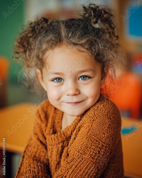 Obraz portrait of a little girl in school