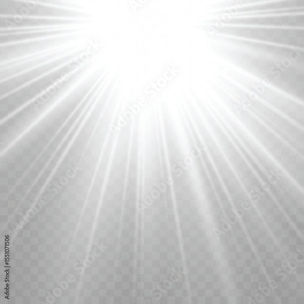 Fototapeta White Sun Rays and Lens Flare Effect from Corner .Vector