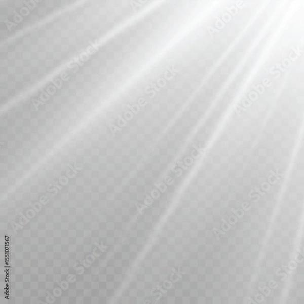 Fototapeta White Sun Rays and Lens Flare Effect from Corner .Vector