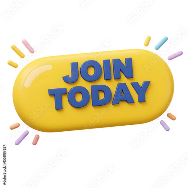 Fototapeta JOIN TODAY yellow button cta button design png